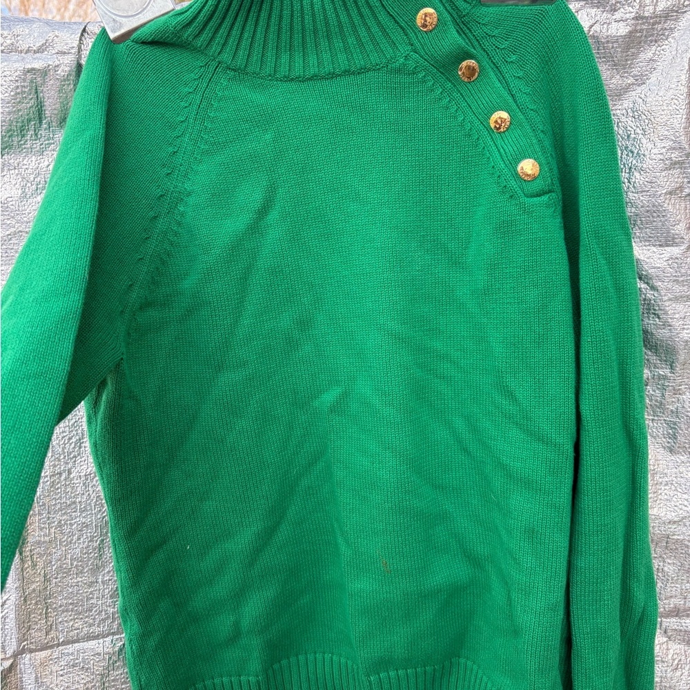 Green Button-Detail Women's Sweater